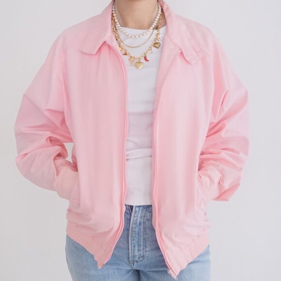 Vintage Serge Saint Yves Sport Pastel Pink Zip Up Lightweight Bomber Jacket S - Picture 2 of 13